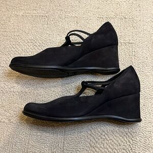 Arche Black Suede Wedge Pumps